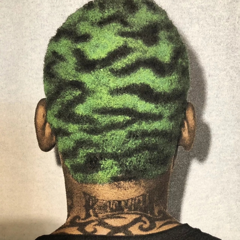 New Dennis Rodman Market Tattoos Double Sided Basketball Smiley Black Shirt 2XL - Picture 9 of 12